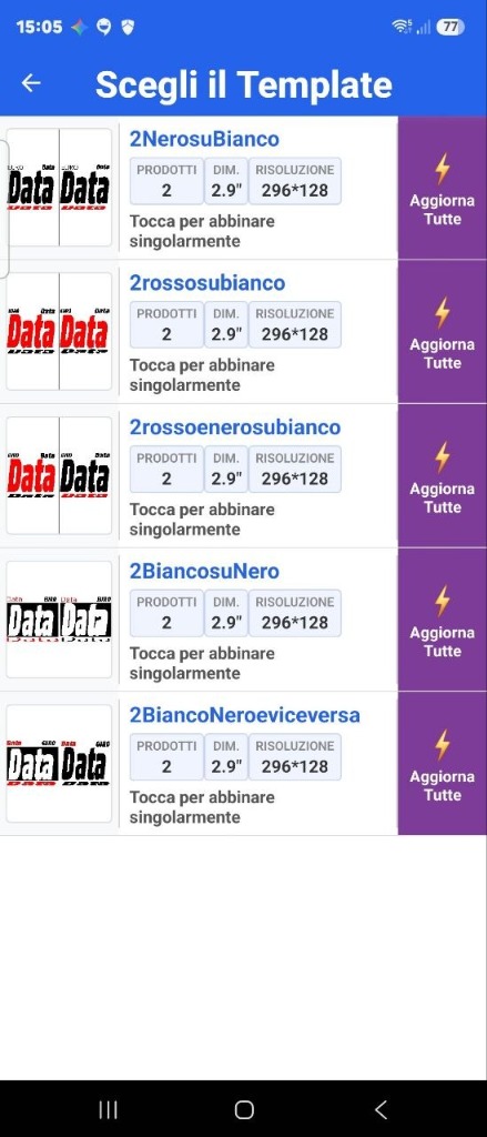 Scegli Template Doppio Prodotto 2.9 pollici